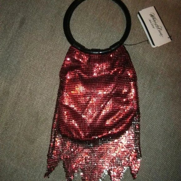 ❤️NEW WHITING & DAVIS RED MESH Bracelet Bag Purse - Picture 1 of 8
